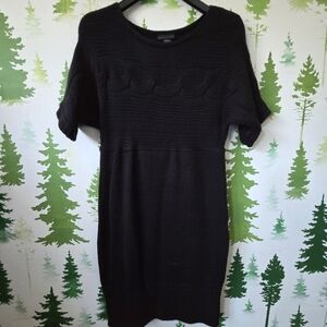 Black Knit Apostrophe Sweater Dress